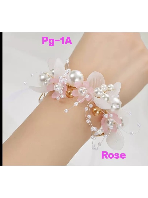 Wrist Flower  Pg-1   Very Beautiful Wrist Flowers with Pearls,. Wedding ,Costumes And Decoration Wrist Flowers For Children And Women 