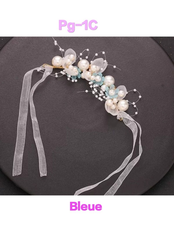 Wrist Flower  Pg-1   Very Beautiful Wrist Flowers with Pearls,. Wedding ,Costumes And Decoration Wrist Flowers For Children And Women 