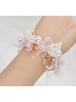 Wrist Flower  Pg-1   Very Beautiful Wrist Flowers with Pearls,. Wedding ,Costumes And Decoration Wrist Flowers For Children And Women 