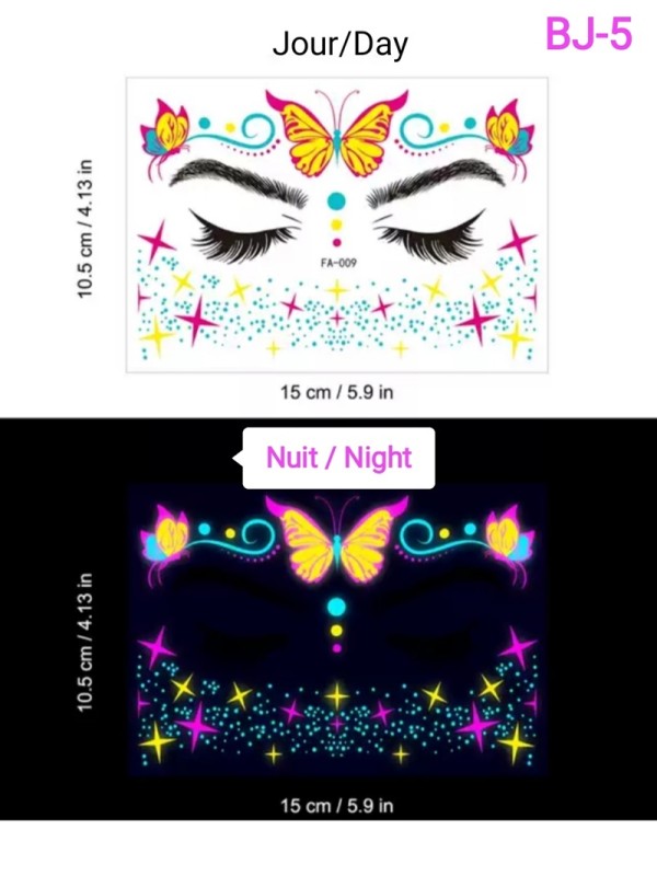 Tattoo Stickers BJ-5   So Cool Fluorescent Tattoo Stickers. Makeup Parties, Music Festivals And Clubs Stickers For Adults