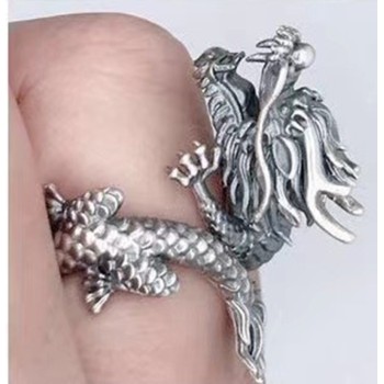 Bague BH-8  Vintage nouveau bague Rétro et imitation anti-argent La formule unique mode Dragon bague pour Femmes et hommes