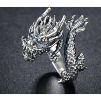 Bague BH-8  Vintage nouveau bague Rétro et imitation anti-argent La formule unique mode Dragon bague pour Femmes et hommes