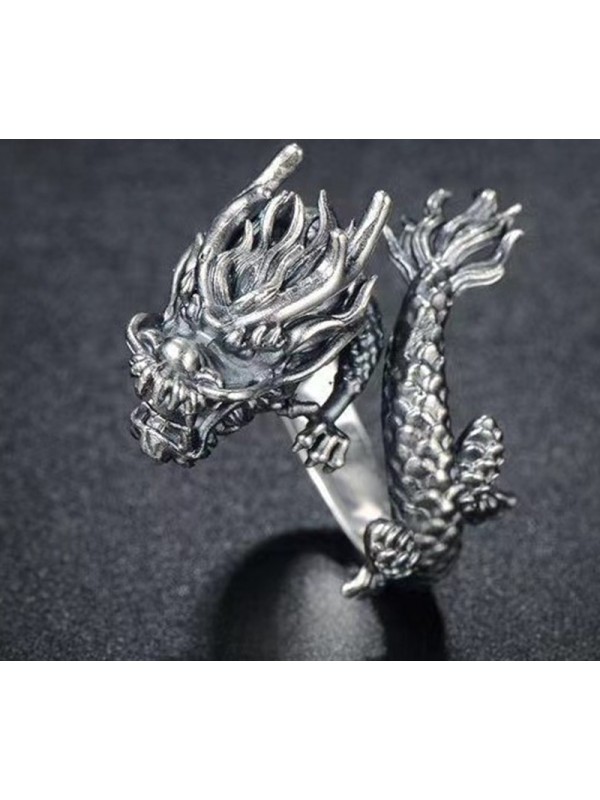 Bague BH-8  Vintage nouveau bague Rétro et imitation anti-argent La formule unique mode Dragon bague pour Femmes et hommes