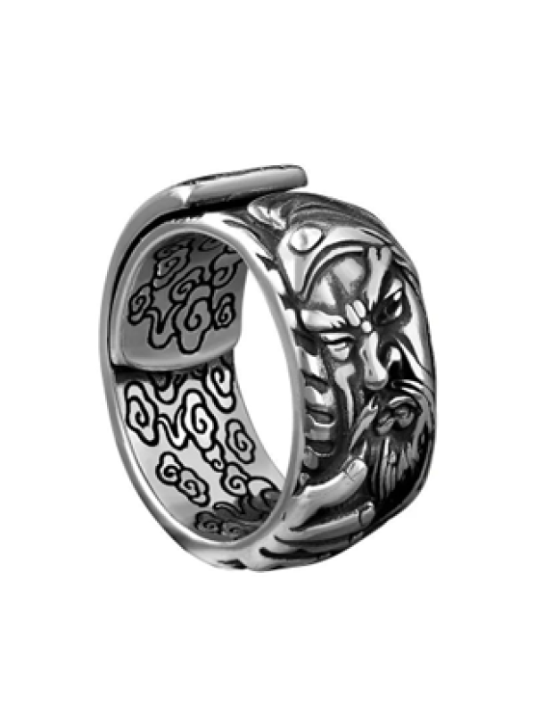 Bague BH-1  Vintage bague imitation anti-argent look - gothic chinoise bague pour hommes