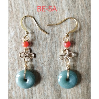 Boucle d'oreille  BE-5  Magnifiques uniques Jade boucle d'oreilles sans allergie, couleur et traditionnel mode chinois style pour les femmes