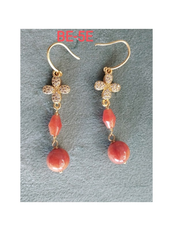 Boucle d'oreille  BE-5  Magnifiques uniques Jade boucle d'oreilles sans allergie, couleur et traditionnel mode chinois style pour les femmes