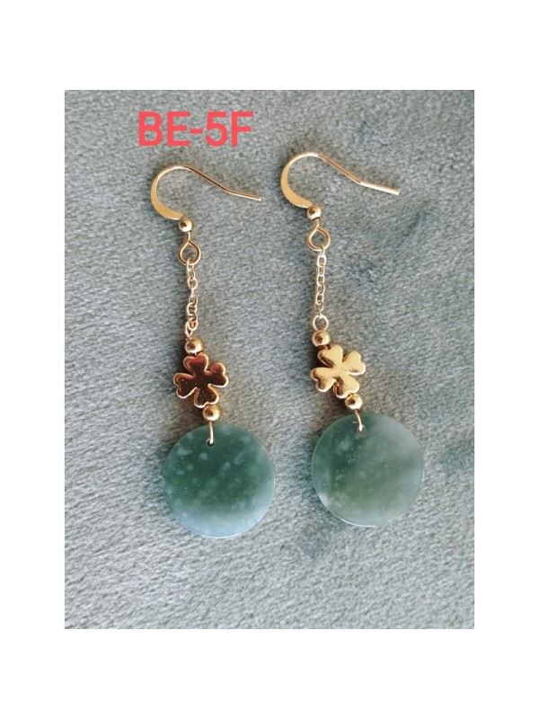 Boucle d'oreille  BE-5  Magnifiques uniques Jade boucle d'oreilles sans allergie, couleur et traditionnel mode chinois style pour les femmes