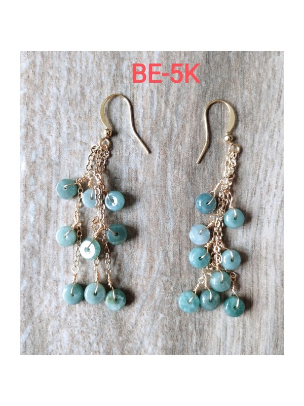 Boucle d'oreille  BE-5  Magnifiques uniques Jade boucle d'oreilles sans allergie, couleur et traditionnel mode chinois style pour les femmes