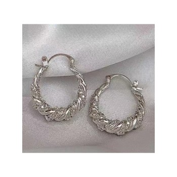 Boucle d'oreille BE-8  Manigfique Argent Aiguille  Pâte torsadéé Avec Zircons Boucle d'oreille Pour Femmes 