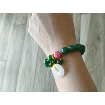 Bracelet BJ-1  Naturel jaspe pierres vert heureux bonne fortune bonheur jaspe bracelet pour femme et homme