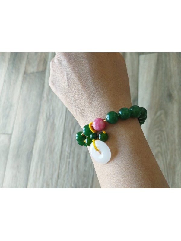 Bracelet BJ-1  Naturel jaspe pierres vert heureux bonne fortune bonheur jaspe bracelet pour femme et homme