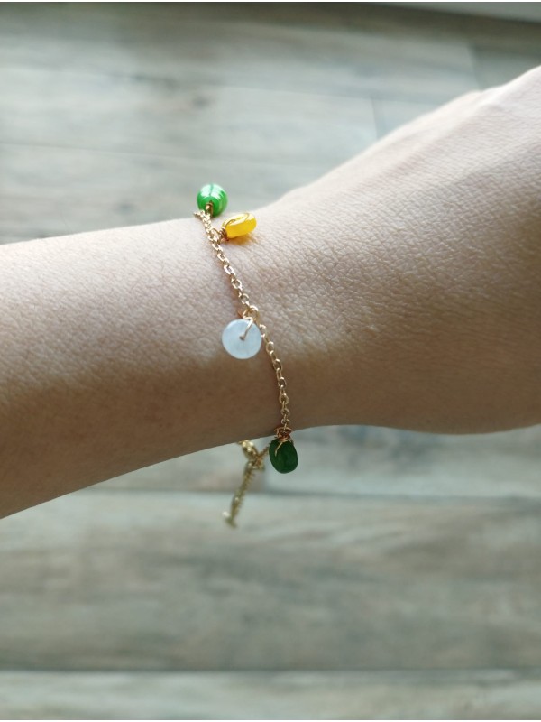 Bracelet BJ-12  Naturel jaspe pierres multi-couleur bonne fortune bonheur jaspe délicat bracelet pour femme