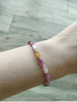 Bracelet BJ-7  Natural Tourmaline stones  Multi-Colored pink white yellow delicate bracelet for Women