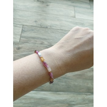 Bracelet BJ-7  Naturel tourmaline pierres multi-couleur rose  blanc jaune délicat bracelet pour femme