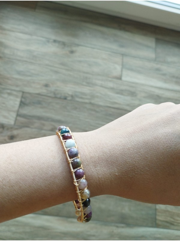 Bracelet  BJ-8  Natural Tourmaline stones  Multi-Colored delicate lucky bracelet for Women