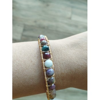 Bracelet  BJ-8  Naturel tourmaline pierres multi-couleur délicat bonne fortune bracelet pour femme