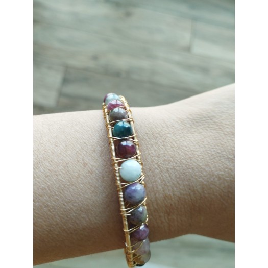 Bracelet  BJ-8  Natural Tourmaline stones  Multi-Colored delicate lucky bracelet for Women