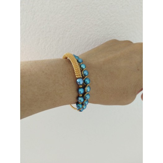 Armband BP-11  Kultur Perle Edle, glückliche blaue Perlen Perlen Armband für Frau