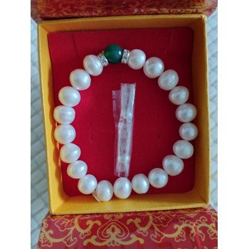 Bracelet BP-1  Culture Perle  d'élevage perle blanc noble. bonne fortune bracelet pour femme et homme