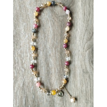 Bracelet BZ-2  Nouveau bracelet style chinois perle multi-couleur bonheur calcédoine chinois bracelet pour femmes et enfants 