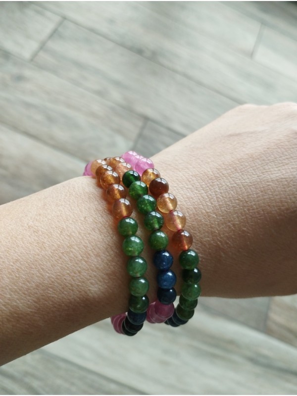 Bracelet  Jade-16   Nature Jade Multi-Colored Bracelet Happiness,Wealth and Good luck Beautiful bracelet for Women