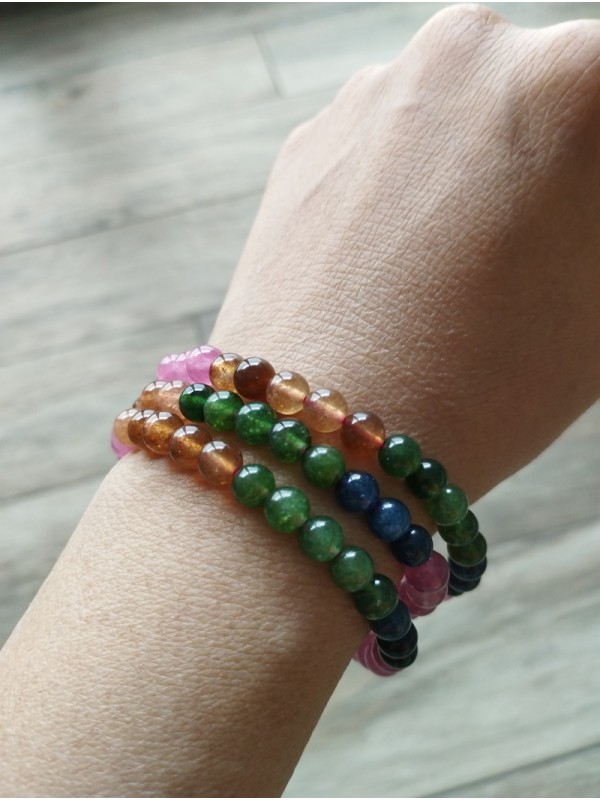 Bracelet  Jade-16   Nature Jade Multi-Colored Bracelet Happiness,Wealth and Good luck Beautiful bracelet for Women