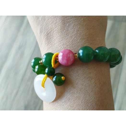 Bracelet BJ-1  Naturel jaspe pierres vert heureux bonne fortune bonheur jaspe bracelet pour femme et homme