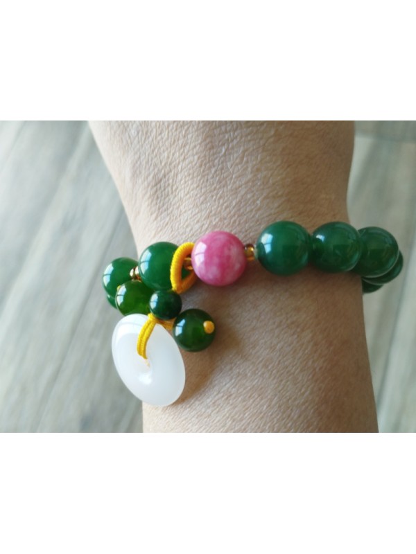Bracelet BJ-1 Nature green jasper stones happiness, lucky jasper bracelet for women and men