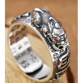 Bague PiXiu BH-2   Feng  Shui PiXiu Bague ,Vintage imitation anti-argent style gothique chinois bague pour hommes