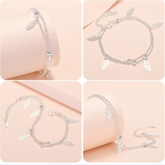 Bracelet BY-8  Nouveau argent bracelets aux feuilles  pour femmes et jeunesses