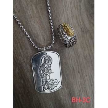 Collier BC-5  Vintage traditionnel collier rétro-argent et Guanyin chinois tradition collier pour hommes Collier BC-5  Vintage traditionnel collier rétro-argent et Guanyin chinois tradition collier pour hommes