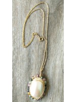 Collier BC-16  Manifique perle de nacre et tourmalin collier Sans allergie, Rétro et tradition mode chinoise collier pour femmes