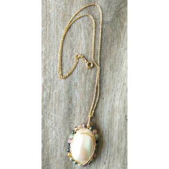 Collier BC-16  Manifique perle de nacre et tourmalin collier Sans allergie, Rétro et tradition mode chinoise collier pour femmes Collier BC-16  Manifique perle de nacre et tourmalin collier Sans allergie, Rétro et tradition mode chinoise collier pour femmes