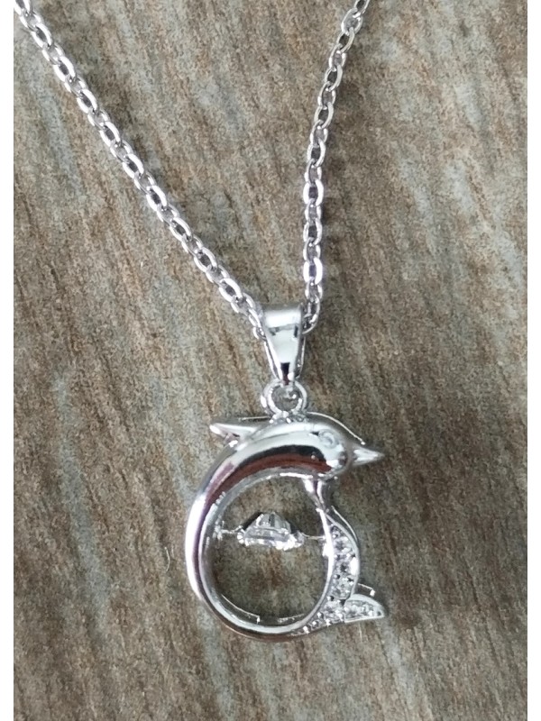 Collier BC-20  Mode acier au titane dauphin collie,Vas bien avec toutes vos tenus collier pour femme